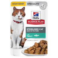 Thumbnail for Hill’s Science Plan Sterilised Cat Adult Cat Wet Food With Trout Pouches (12x85g)
