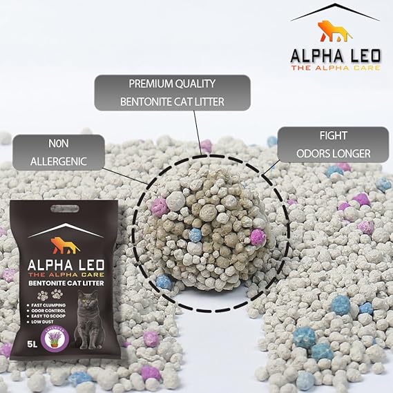 Alpha Leo Premium Bentonite Clumping Cat Litter 5L - Lavender scent
