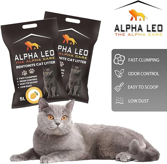 Alpha Leo Premium Bentonite Clumping Cat Litter - 5L - Lemon scent
