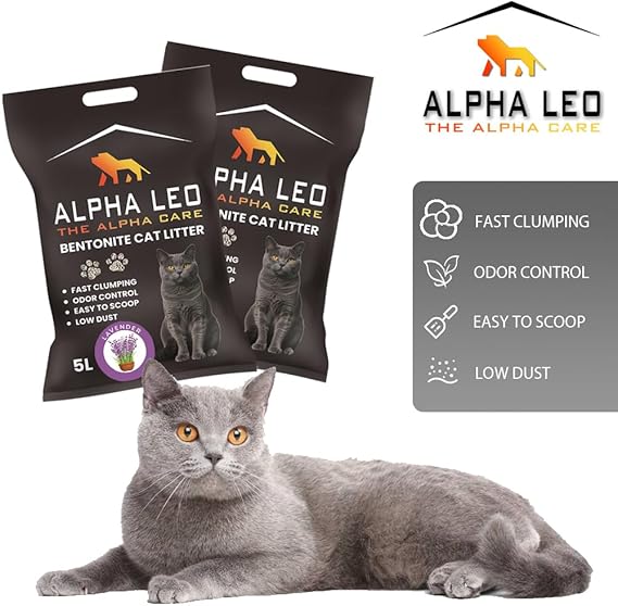 Alpha Leo Premium Bentonite Clumping Cat Litter 5L - Lavender scent