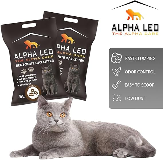 Alpha Leo Premium Bentonite Clumping Cat Litter - 5L Coffee scent