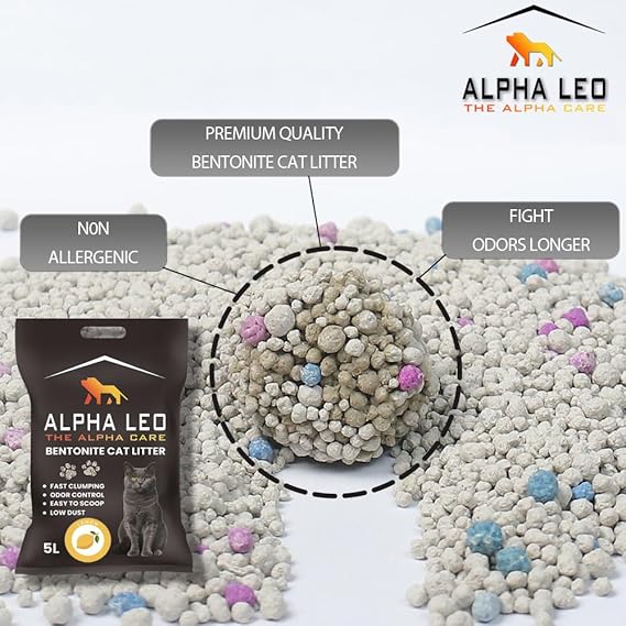 Alpha Leo Premium Bentonite Clumping Cat Litter - 5L - Lemon scent