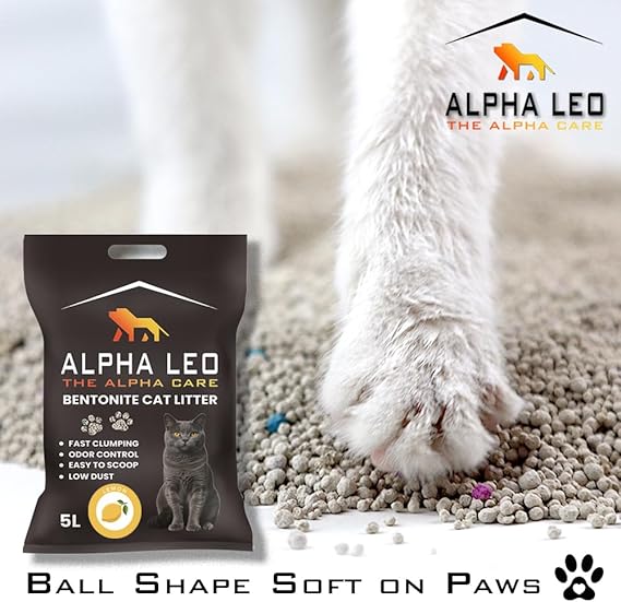 Alpha Leo Premium Bentonite Clumping Cat Litter - 5L - Lemon scent
