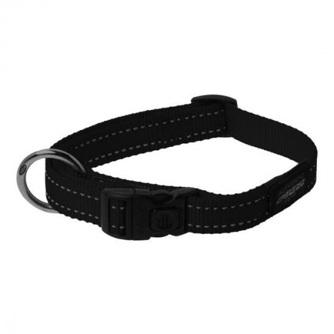 Rogz Utility Reflective Stitching Dog Collar - BLACK Medium