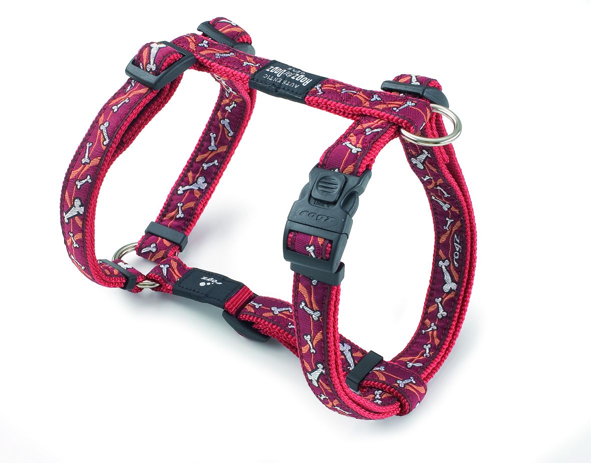 Rogz Bones On Red Dog Harness - BONES ON RED S
