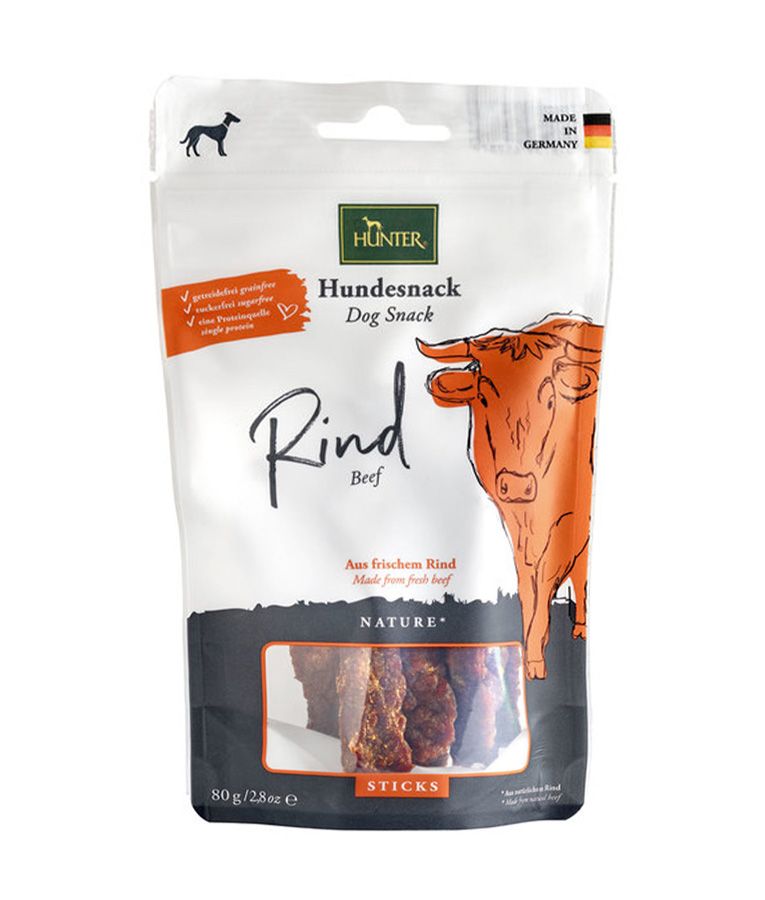Hunter Snack Rind Beef Sticks Dog Treats 80g - 80G