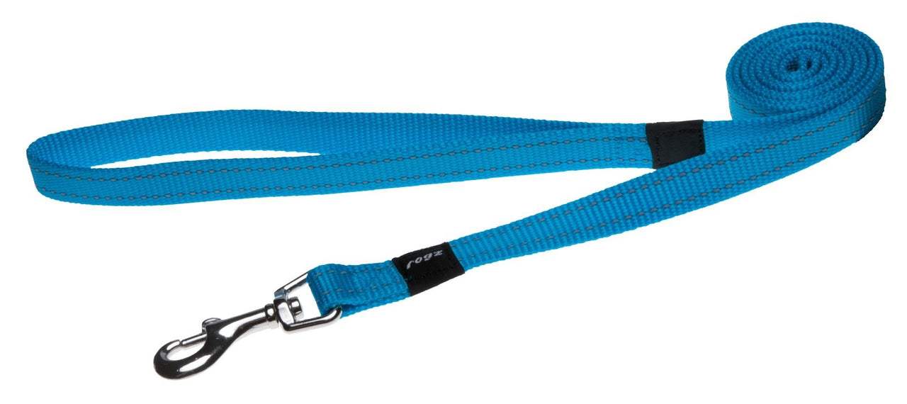Rogz Utility Reflective Stitching Dog Leash - TURQUOISECHROME Large