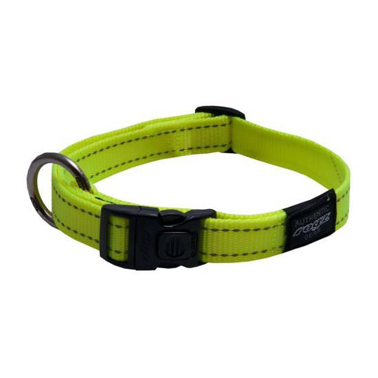 Rogz Utility Reflective Stitching Dog Collar - LIME Large