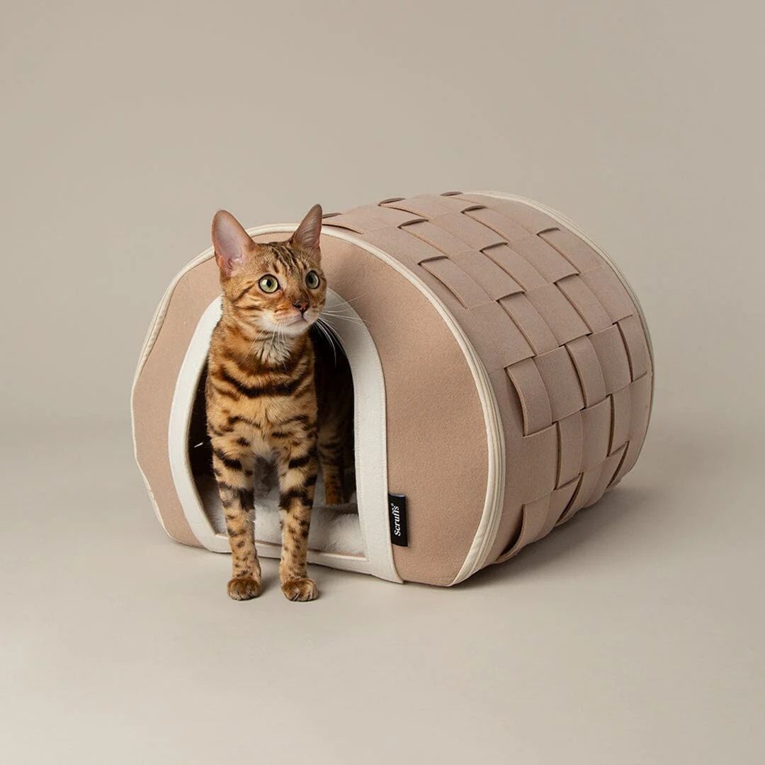 Scruffs Stockholm Felt Cave Cat Bed - Tan 43cm