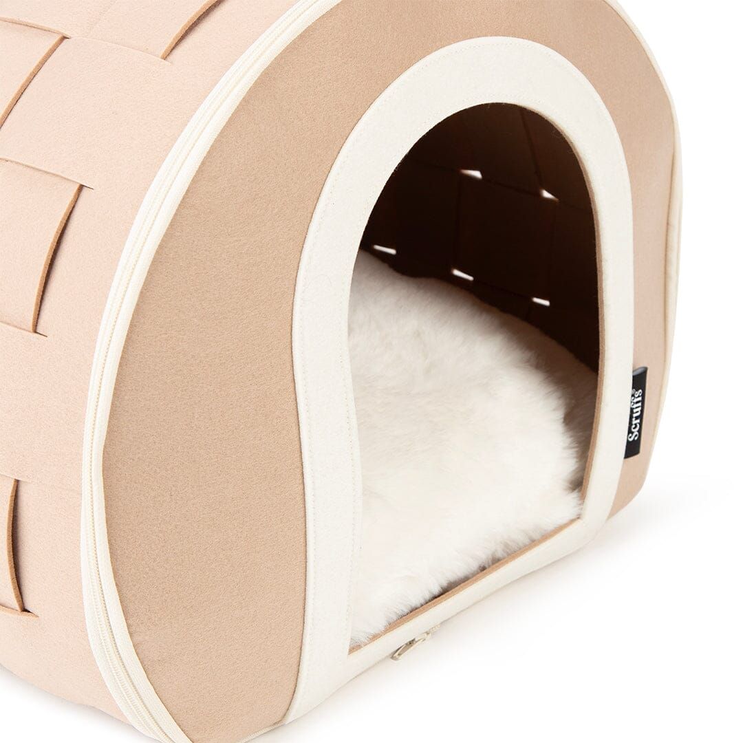Scruffs Stockholm Felt Cave Cat Bed - Tan 40CM