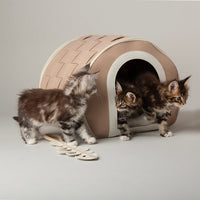 Scruffs Stockholm Felt Cave Cat Bed - Tan 40CM