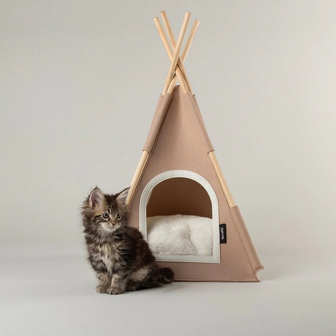 Scruffs Stockholm Felt TeePee Cat Bed - Tan