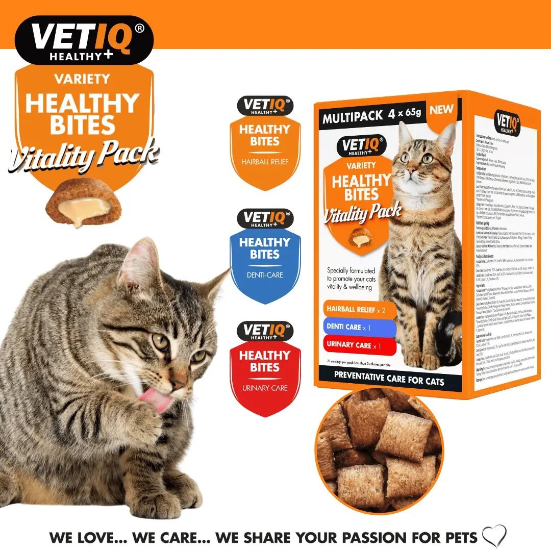 VETIQ Healthy Bites Variety Vitality Pack Cat Treats 4 x 65g -