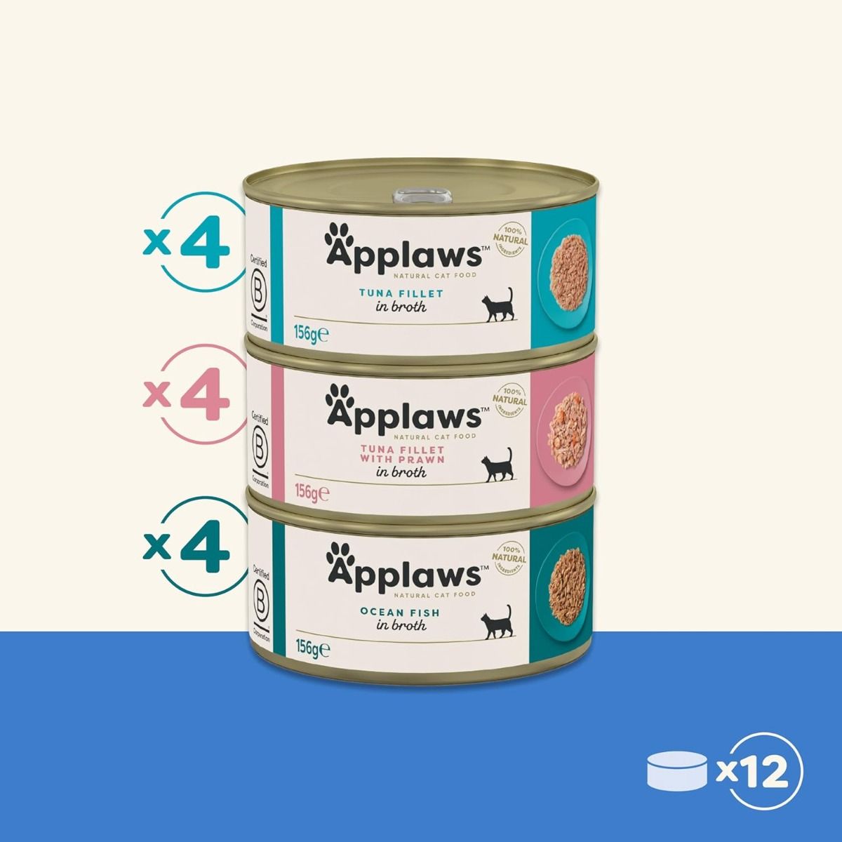 Applaws Fish Selection Multipack in Broth Cat Wet Food 12x156g -