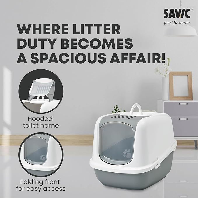 Savic Nestor Jumbo Cat Toilet Home - NAVY BLUE