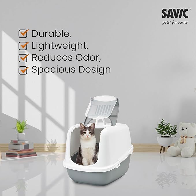 Savic Nestor Jumbo Cat Toilet Home - NAVY BLUE