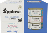 Thumbnail for Applaws Fish Selection Multipack in Broth Cat Wet Food 12x156g -