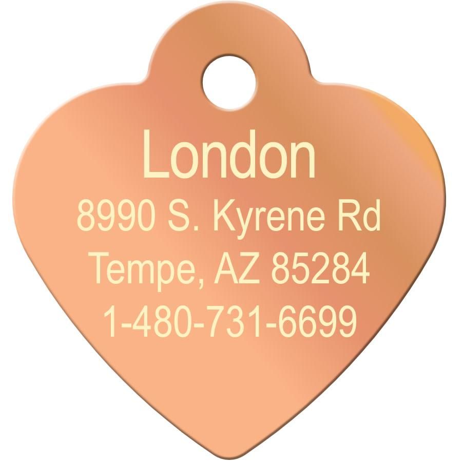 ID Tag Heart Brass Rose Gold Plated with Crystal  -