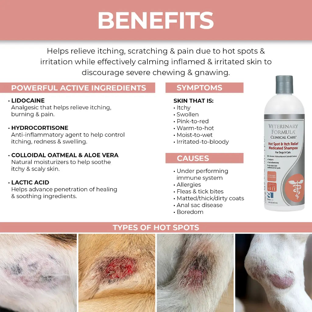 Synergy Labs Veterinary Formula Clinical Care Hot Spot & Itch Relief Medicated Shampoo For Dogs & Cats[Volume - 473ml]