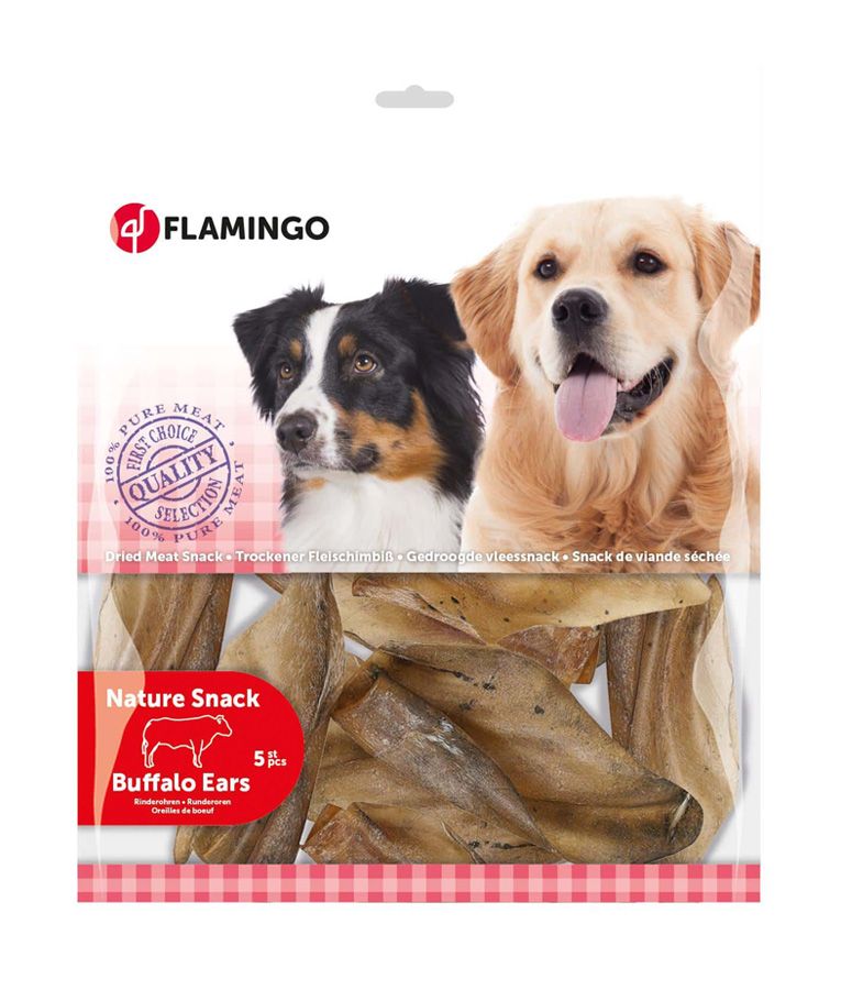 Flamingo Natural Buffalo Ears Dog Treats 5pcs - 60G