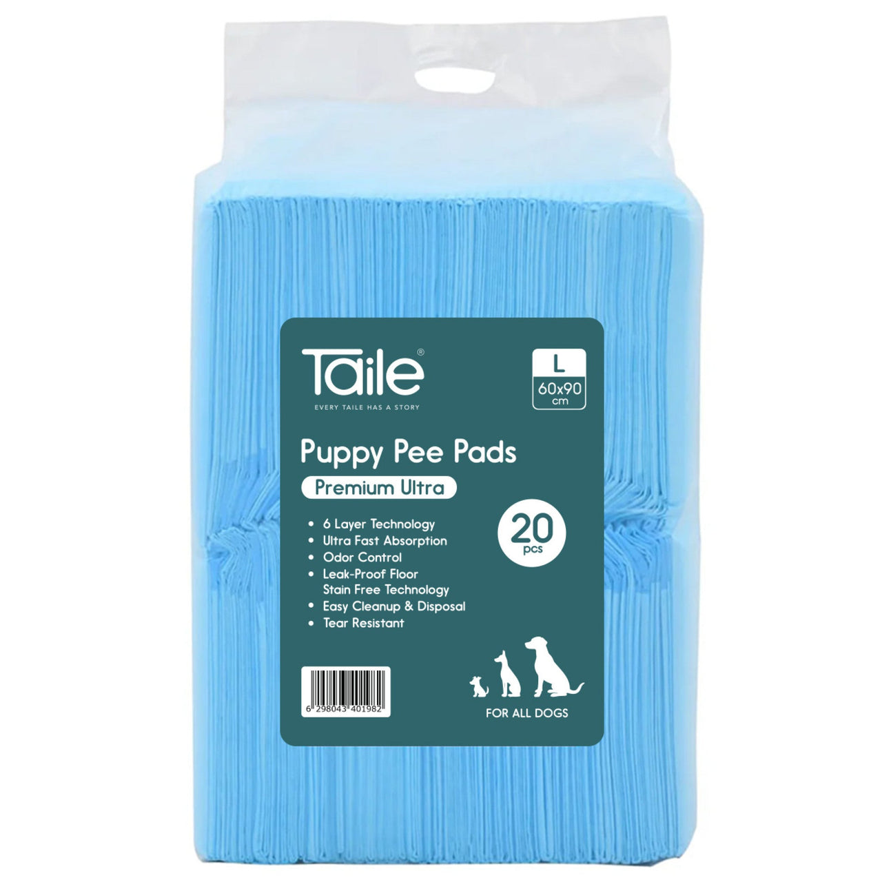 Puppy Pee Pads Premium Ultra Blue, 20/pk, 60 x 90 cm