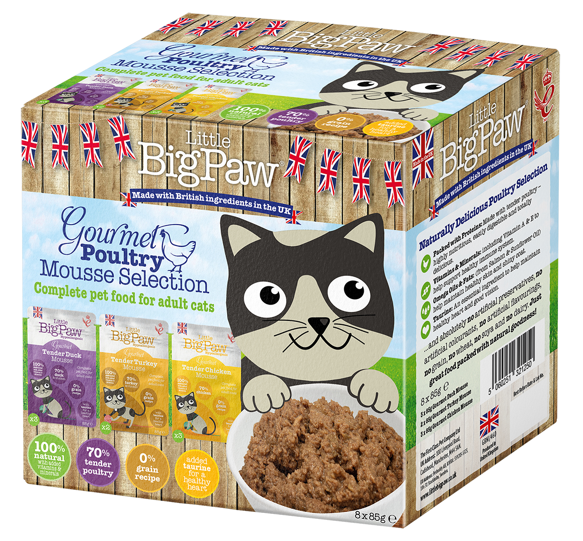 Little BigPaw Gourmet Poultry Mousse Selection Wet Cat Food 6x85g