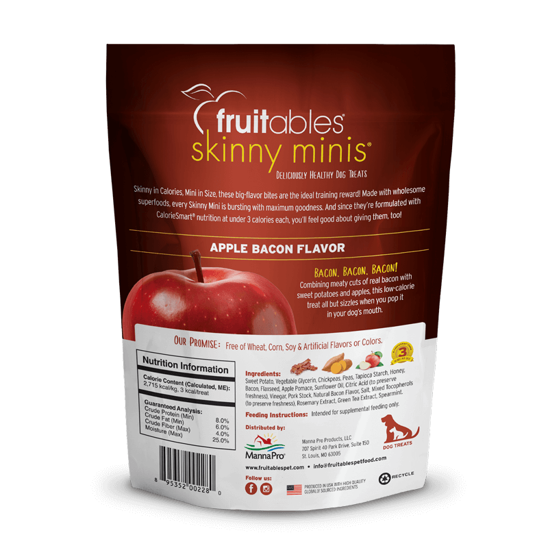 Fruitables Skinny Minis Dog Treats Apple & Bacon 5 oz