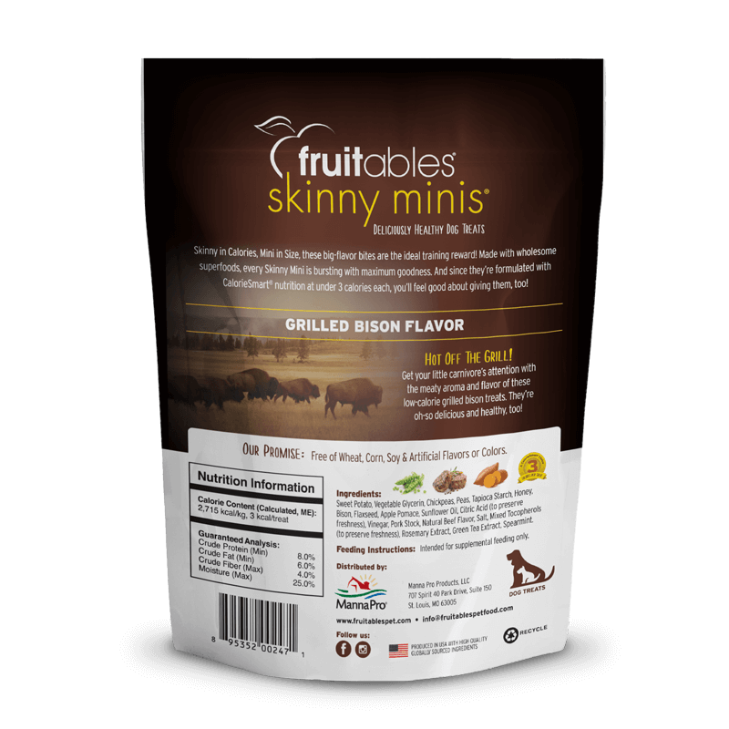 Fruitables Skinny Minis Dog Treats Grilled Bison 141 gr