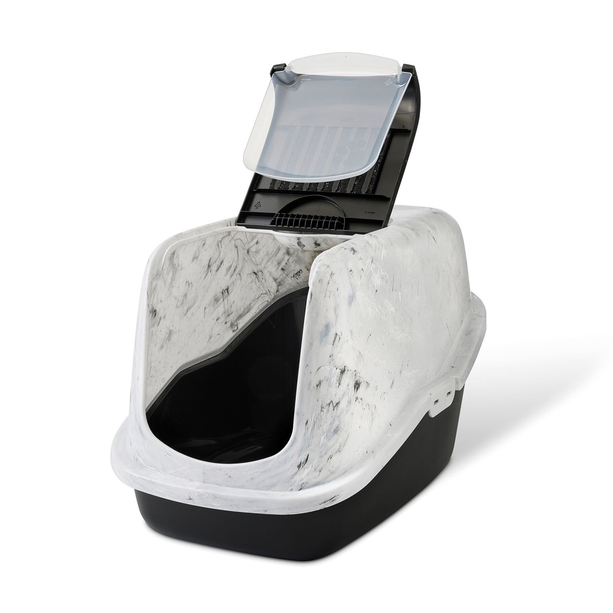 Savic Nestor Toilet Home Cat Litter Box Marble - Grey/Black