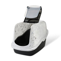 Thumbnail for Savic Nestor Toilet Home Cat Litter Box Marble - Grey/Black