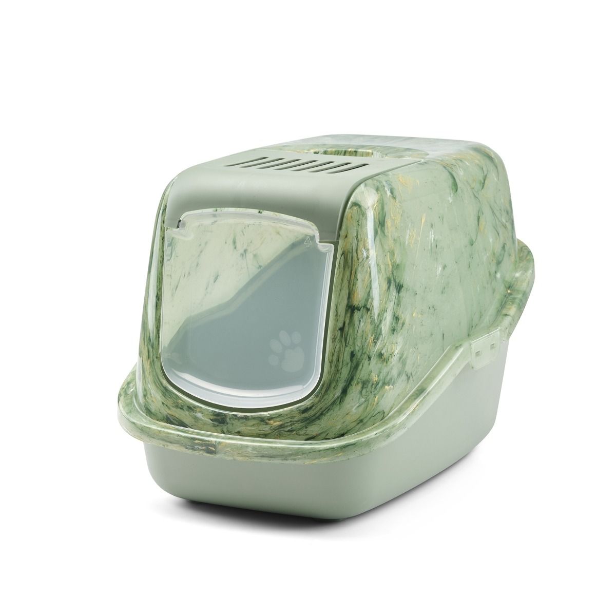 Savic Nestor Toilet Home Cat Litter Box Marble - Amazon Green/Botanical Green