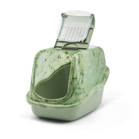 Thumbnail for Savic Nestor Toilet Home Cat Litter Box Marble - Amazon Green/Botanical Green