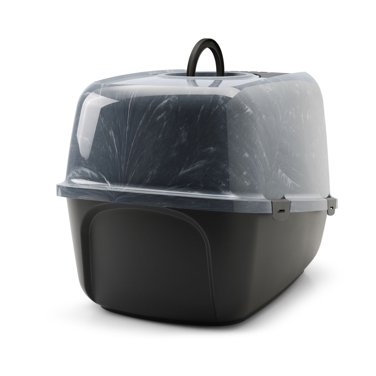 Savic Nestor Toilet Home Cat Litter Box Jumbo Marble - Anthracite White/Black