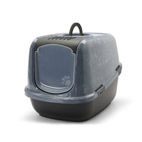 Thumbnail for Savic Nestor Toilet Home Cat Litter Box Jumbo Marble - Anthracite White/Black