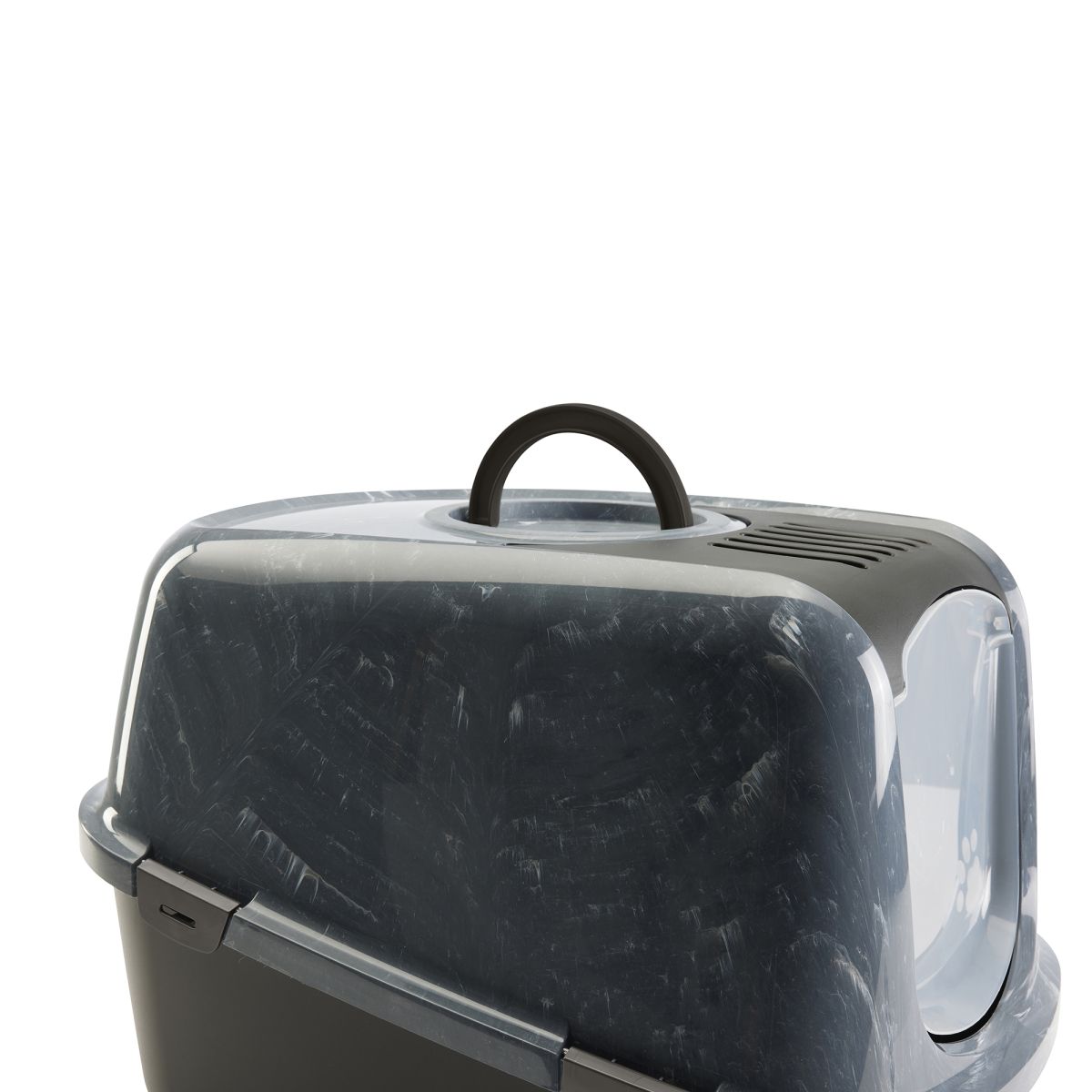 Savic Nestor Toilet Home Cat Litter Box Jumbo Marble - Anthracite White/Black