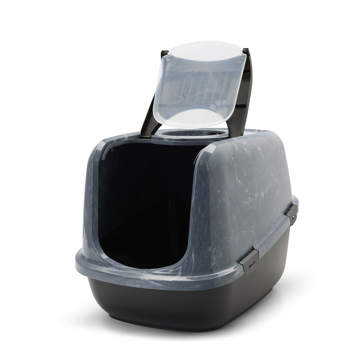 Savic Nestor Toilet Home Cat Litter Box Jumbo Marble - Anthracite White/Black