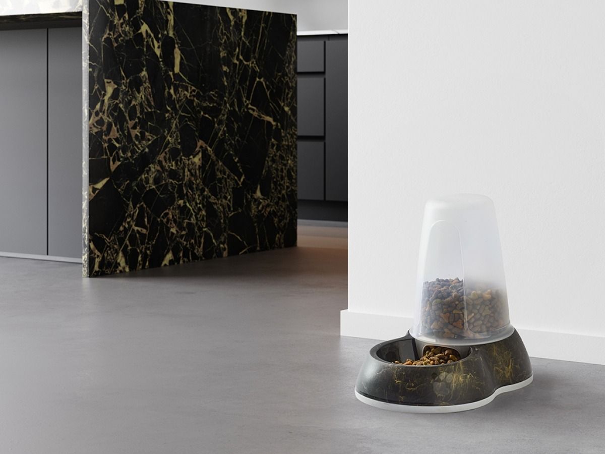 Savic Loop Pet Food Store Dispenser Marble - Black/Gold 1.5l