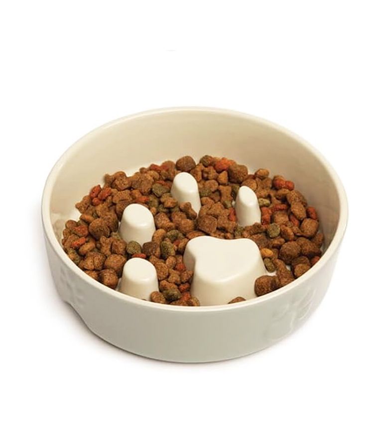 Scruffs Icon Slow Feeder Cream Pet Bowl 20cm - Cream 20cm