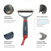 Thumbnail for Dual Head Dematting Comb 11 Teeth for Dogs & Cats