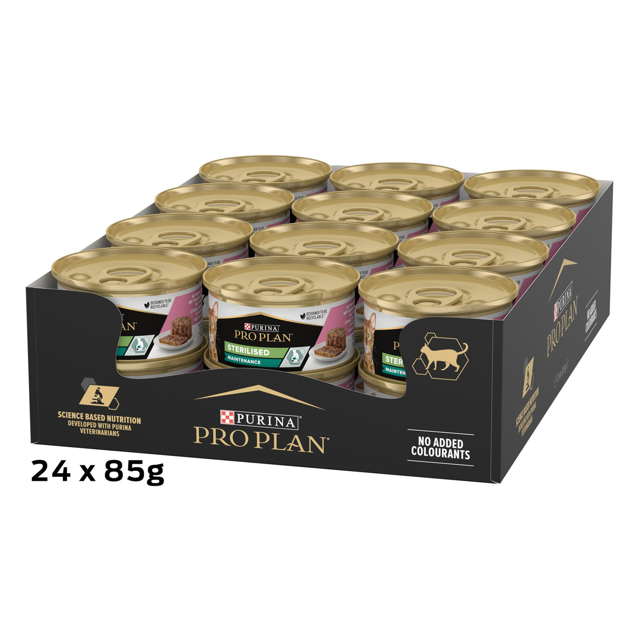 PRO PLAN ADULT STERILISED MAINTENANCE, WET CAT FOOD, TERRINE WITH SALMON AND TUNA, 24 X 85G