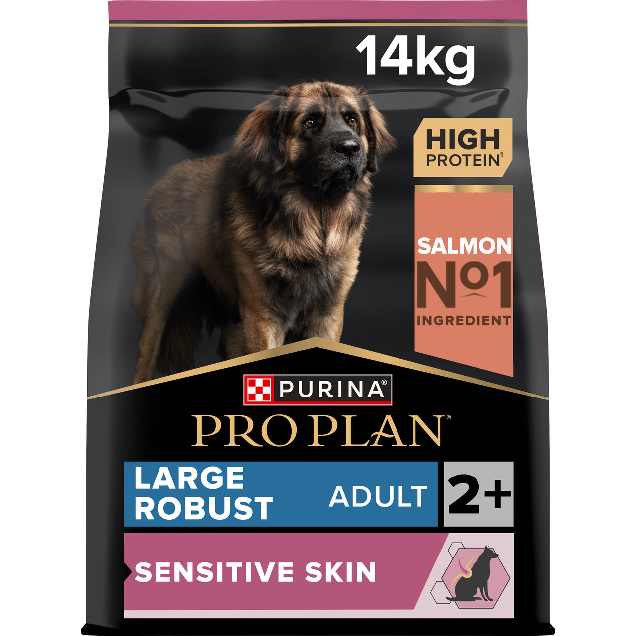 PRO PLAN LARGE ROBUST ADULT SENSITIVE SKIN, DRY DOG FOOD WITH SALMON, 14 KG