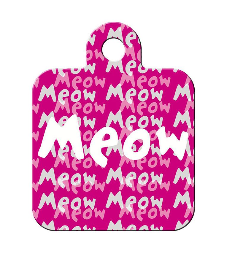 ID Tag Square Small Meow Pink  -