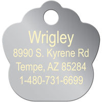 Thumbnail for ID Tag Paw Brass Two-Tone Chrome Plated  - Small