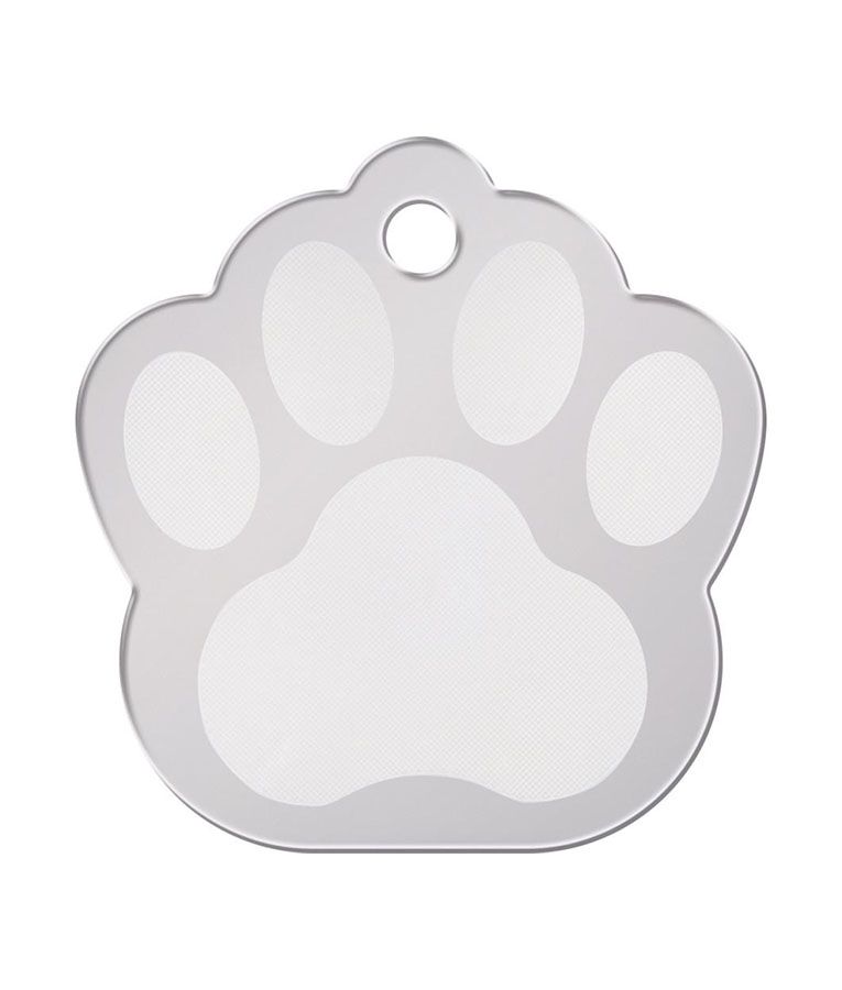 ID Tag Paw Brass Two-Tone Chrome Plated  - Small