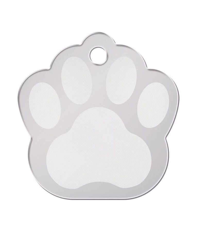 ID Tag Paw Brass Two-Tone Chrome Plated  - Large