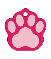 Thumbnail for ID Tag Paw Two-Tone Aluminum  - RASPBERRY Large