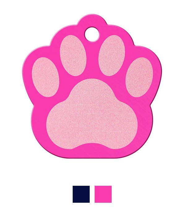 ID Tag Paw Brass Two-Tone Painted  - Pink Small