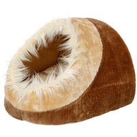 Thumbnail for Flamingo Cuddle Cave Cat Bed - BROWN/BEIGE