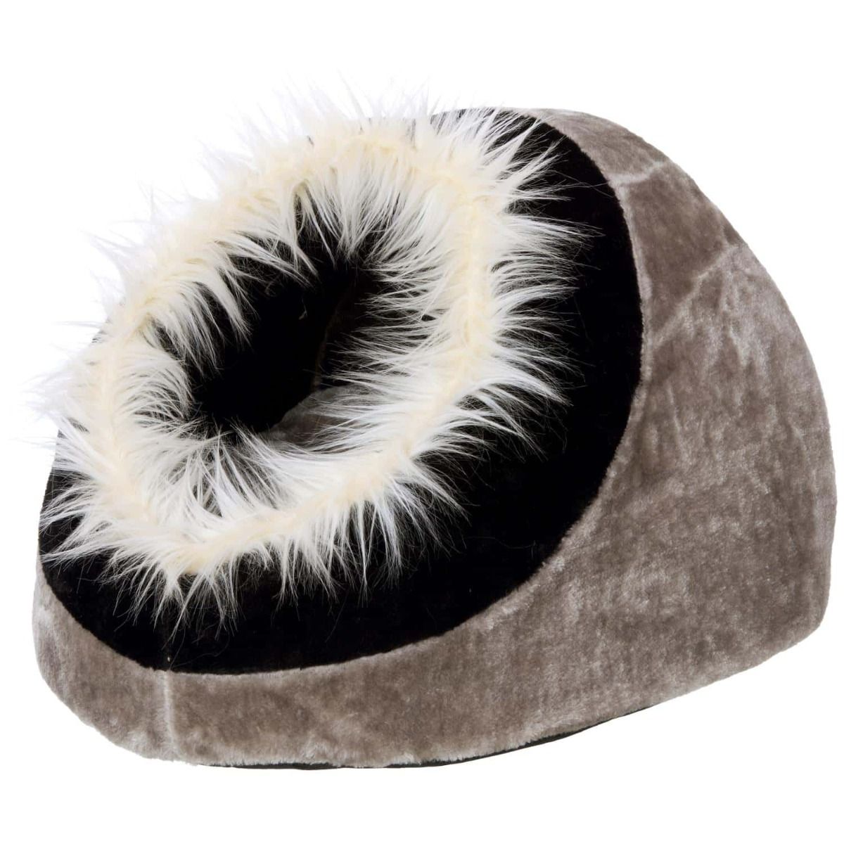 Flamingo Cuddle Cave Cat Bed - BLACK/GREY