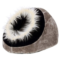 Thumbnail for Flamingo Cuddle Cave Cat Bed - BLACK/GREY